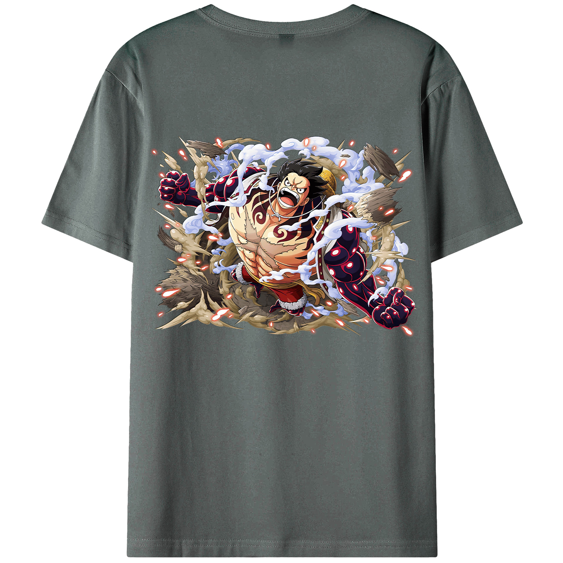 ワンピース モンキー・D・ルフィ ONE PIECE Monkey D. Luffy 綿100％ メンズ半袖Tシャツ（バックプリント） 通気性